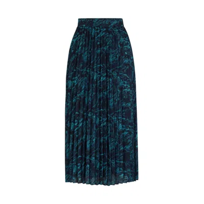 Shop Hugo Boss A-line Pliss Skirt In Regular Fit With Seasonal Print In Multi