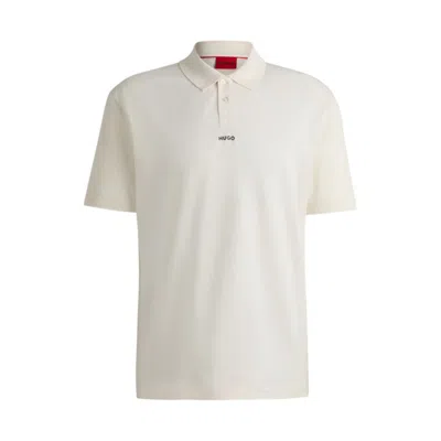 Shop Hugo Cotton-piqu Polo Shirt With Logo Print In White