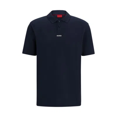 Shop Hugo Cotton-piqu Polo Shirt With Logo Print In Blue