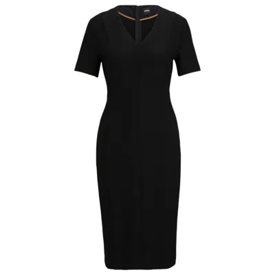 HUGO BOSS SLIM-FIT DRESS WITH FULL REAR ZIP 