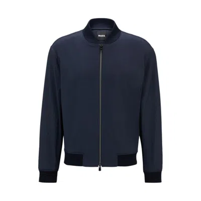 Shop Hugo Boss Slim-fit Jacket In A Linen Blend In Blue