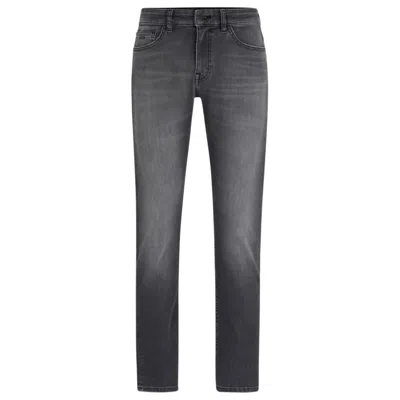 Shop Hugo Boss Slim-fit Jeans In Gray Soft-motion Denim In Grey