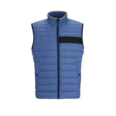 Shop Hugo Boss Water-repellent Gilet With 3d-logo Tape In Blue