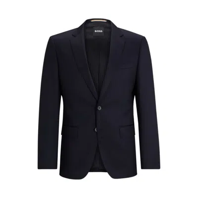 Shop Hugo Boss Single-breasted Jacket In Virgin-wool Serge In Blue