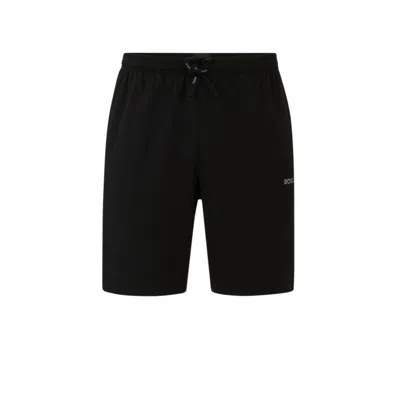 Hugo Boss Stretch-cotton Regular-fit Shorts With Logo Detail In Black