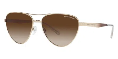 Shop Armani Exchange Women's 57mm Shiny Pale Gold Sunglasses In Multi