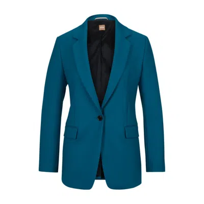 Shop Hugo Boss Regular-fit Jacket In Heavyweight Wool Twill In Green