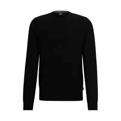 Shop Hugo Boss Graphic-jacquard Sweater In A Virgin-wool Blend In Black