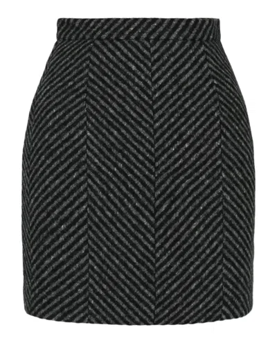 Shop Off-white Chevron Tailored Mini Skirt In Black