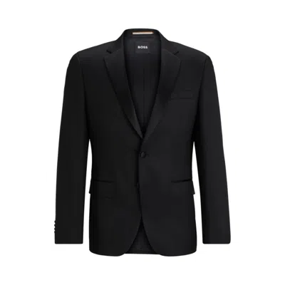Shop Hugo Boss Tuxedo Jacket In Virgin-wool Serge In Black