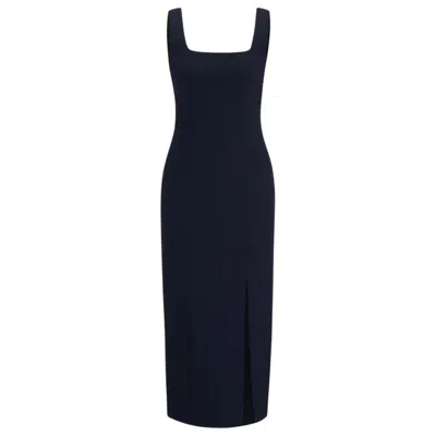 Shop Hugo Boss Business Dress With Seaming Details In Blue
