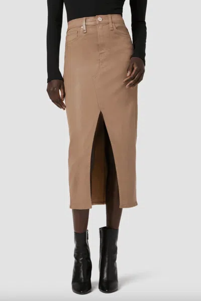 Shop Hudson Reconstructed Midi Jean Skirt In Latte In Brown