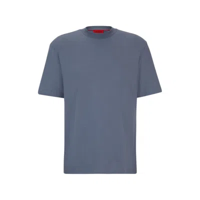 Shop Hugo Relaxed-fit T-shirt In Cotton With Logo Print In Blue