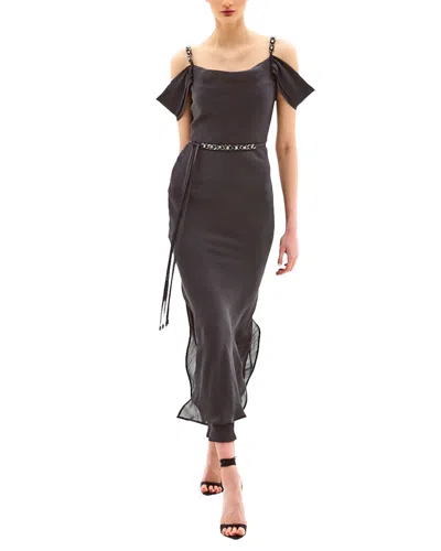 Shop Bgl Silk-blend Midi Dress In Brown