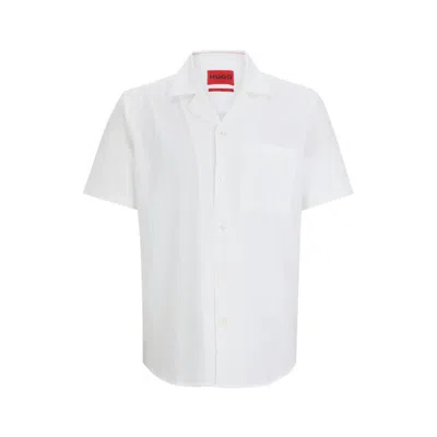 Shop Hugo Relaxed-fit Shirt In Stretch-cotton Seersucker In White