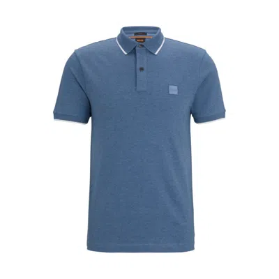 Shop Hugo Boss Slim-fit Polo Shirt In Washed Stretch-cotton Piqu In Blue
