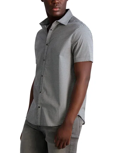 Shop Karl Lagerfeld Mens Houndstooth Cotton Button-down Shirt In Grey