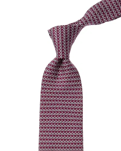 Shop Ferragamo Purple Hangers Silk Tie In Pink
