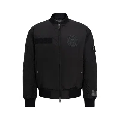 Shop Hugo Boss X Nfl Padded Bomber Jacket With Special Patches In Black