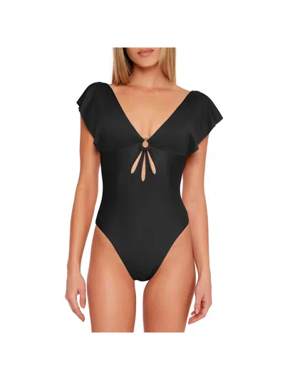 Shop Trina Turk Womens Solid Nylon One-piece Swimsuit In Black