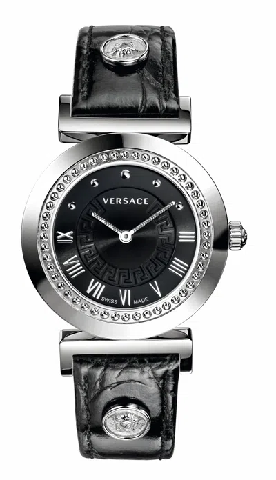 Shop Versace Women's Vanity 35mm Quartz Watch In Black
