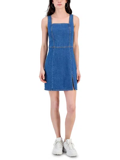 Shop Tinseltown Juniors Womens Denim Above Knee Mini Dress In Blue