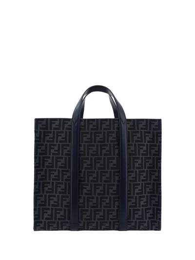 Shop Fendi Shoulder Bags In Denim Blu+blu Scr+p