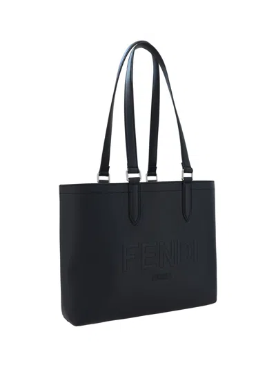 Shop Fendi Shoulder Bags In Nero+palladio