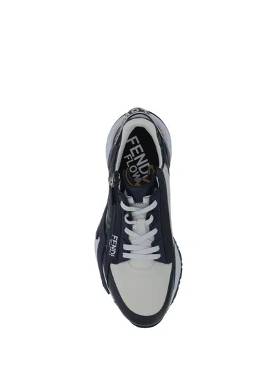Shop Fendi Sneakers In Bian+blu Denim+abiss