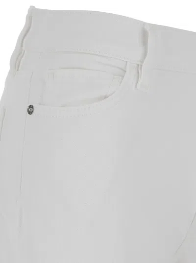 Shop Frame 'le Palazzo' White Wide Jeans With Branded Button In Denim Woman