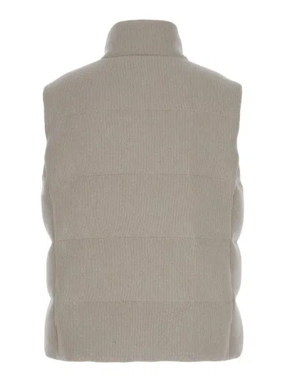 Shop Eleventy Grey Padded Vest With Zip Closure In Wool Blend Woman In White