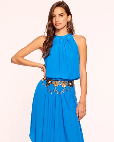 Shop Ramy Brook Audrey Smocked Midi Dress In Marrakech Blue
