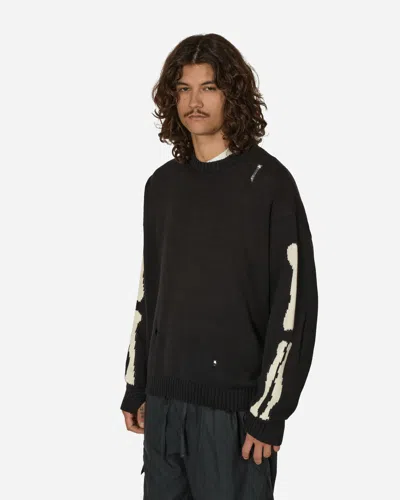 Shop Kapital 5g Cotton Knit Bone Crewneck Sweater In Black