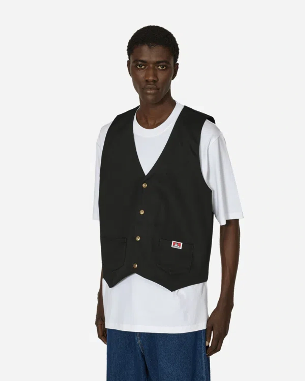 Ben Davis Check Vest / Black・Grey Vintage Ben Davis Black Work Vest Size XXL 2XL Metal Snap