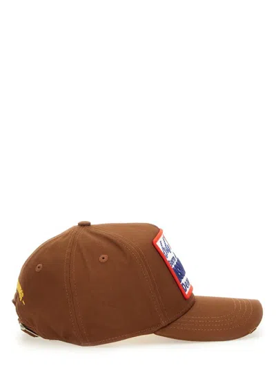 Dsquared2 Logo-patch Baseball Cap In Beige