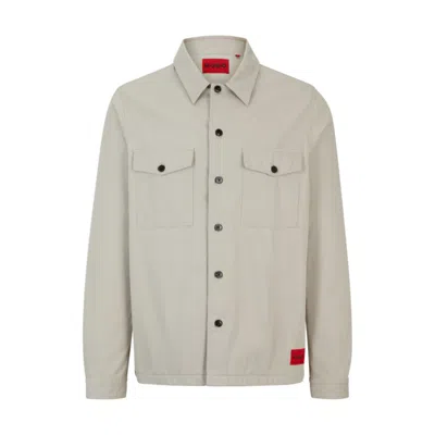 Shop Hugo Oversize-fit Overshirt In Cotton Gabardine In Grey