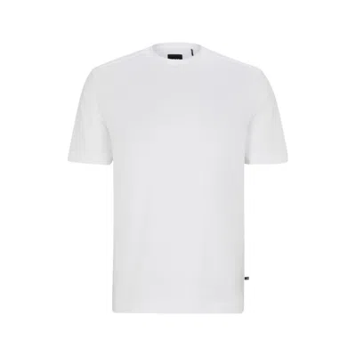 Shop Hugo Boss Mixed-material T-shirt With Mercerized Stretch Cotton In White