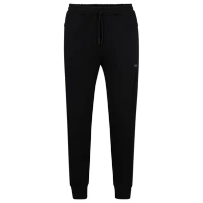 Shop Hugo Boss Cotton-blend Tracksuit Bottoms With Hd Logo Print In Black