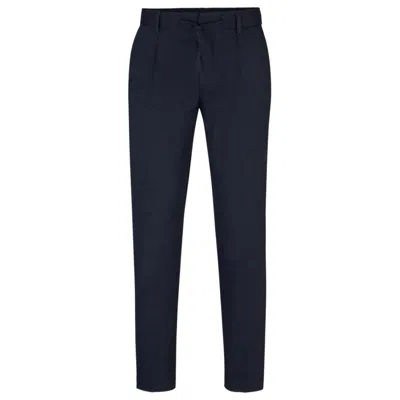 Shop Hugo Boss Relaxed-fit Trousers In A Linen Blend In Blue