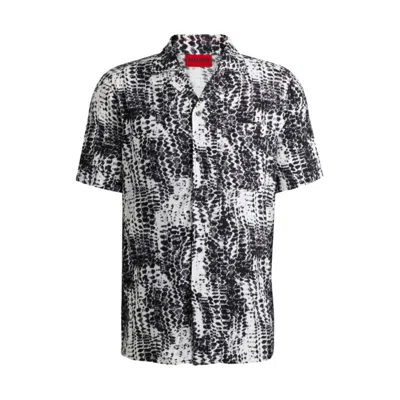 Shop Hugo Relaxed-fit Shirt With Abstract Print In White