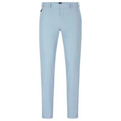 Shop Hugo Boss Slim-fit Trousers In Cotton In Blue