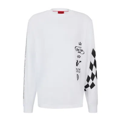 Shop Hugo Cotton-jersey T-shirt With Racing-inspired Prints In White