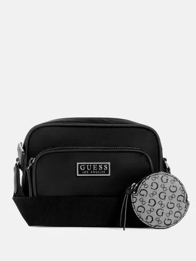 Guess Factory Aviel Mini Double Zip Crossbody In Black