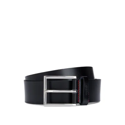 Shop Hugo Leather Belt With Logo-stamped Keeper In Black