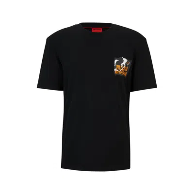 Hugo Boss Relaxed-fit T-shirt In With Seasonal Artwork In Black