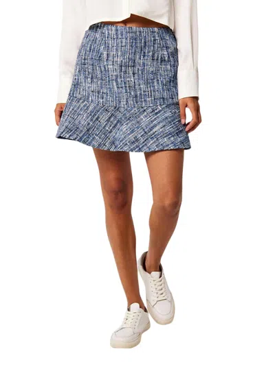 Shop Apricot Textured Tweed Ruffle Skirt In Blue