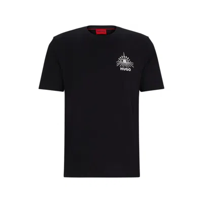 Shop Hugo Cotton-jersey Regular-fit T-shirt With Seasonal Artwork In Black