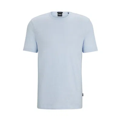 Shop Hugo Boss Regular-fit T-shirt In Linen In Blue