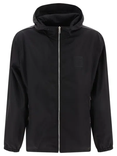 Givenchy Black 4g Windbreaker With Stand-up Collar In Black