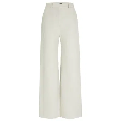 Shop Hugo Boss Regular-fit Leather Trousers With Wide Leg In White